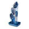 4in1 Kitchen Soap Dispensing Brushes with Long Handle for Dishwashing and Thorough Cleaning of Tiles, Sinks, and Cookware (Gray) view 4