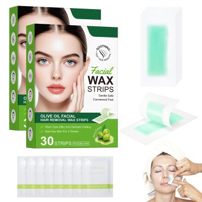 68 PCS Face Wax Strips Set with Wax Removal Wipes,Waxing Strips,for Face,Upper Lip,Body Hair Removal,Smooth Skin Solution