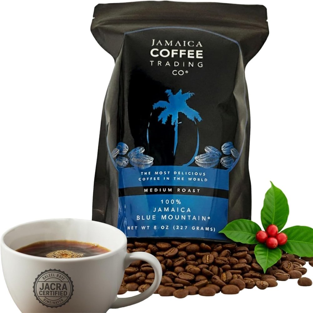 100% JAMAICA BLUE MOUNTAIN COFFEE Beans No. 1, 125 grams - Medium Roast Whole Coffee Bean - 100% Pure Arabica, Small Batch Roasted - JACRA Certified, Low Acidity, Ethically Sourced
