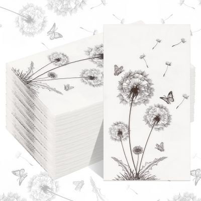 120 PCS Dandelion Paper Party Napkins Scalloped Cocktail Napkins Reusable Dandelion Paper Napkins Patterned Christmas Napkins Hand Paper Towels for Birthday Party,Wedding