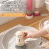 Multifunctional dishwashing brush with refillable soap dispenser for kitchen cleaning pots pans and surfaces ergonomic handle reduces hand fatigue (Cream) view 4