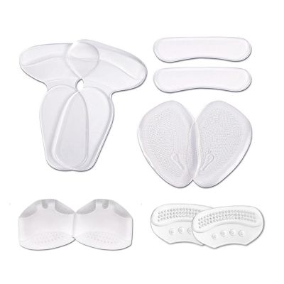 10PCS High Heel Shoe Inserts, Clear Silicone Heel Grips Liners Metatarsal Pads, Self Adhesive Shoe Cushion Insoles for Women Shoes Too Big, Prevent Rubbing Blisters & Heel Pain