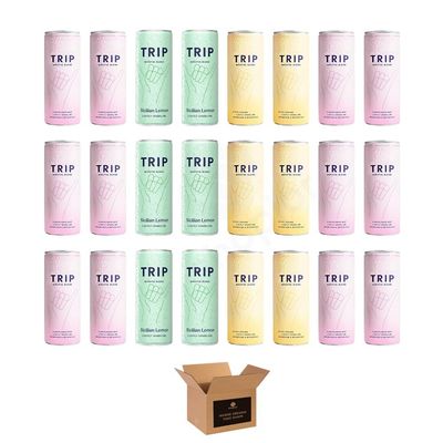Calming Drink | 120mg Magnesium with Lions Mane, Chamomile Lemon Balm | Low Calorie, 0 Sugar, Relaxation & Stress Relief - (Trip,Mindful Blend Elder Flower Mint & BloodOrange-Sicilian Lemon- 24Pack)