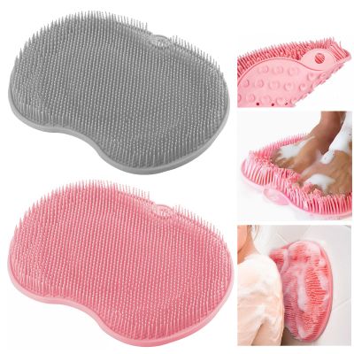 VALWORD 2-Pack Shower Foot Scrubber Mat & Back Washer, No-Bend Cleaning with Strong Suction Cups, Soft Silicone Massage Bath Mat for Deep Exfoliation, Men Women Seniors