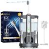 OILSAO Electric Toothbrush with Water Flosser Combo in One, Professional Flossing Toothbrush for Teeth Cleaning and Flossing, Plaque Removal, Rechargeable,5 Brush Modes & 3 Flossing Speeds,500ML,Gray view 1
