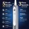 OILSAO Electric Toothbrush with Water Flosser Combo in One, Professional Flossing Toothbrush for Teeth Cleaning and Flossing, Plaque Removal, Rechargeable,5 Brush Modes & 3 Flossing Speeds,500ML,Gray view 4
