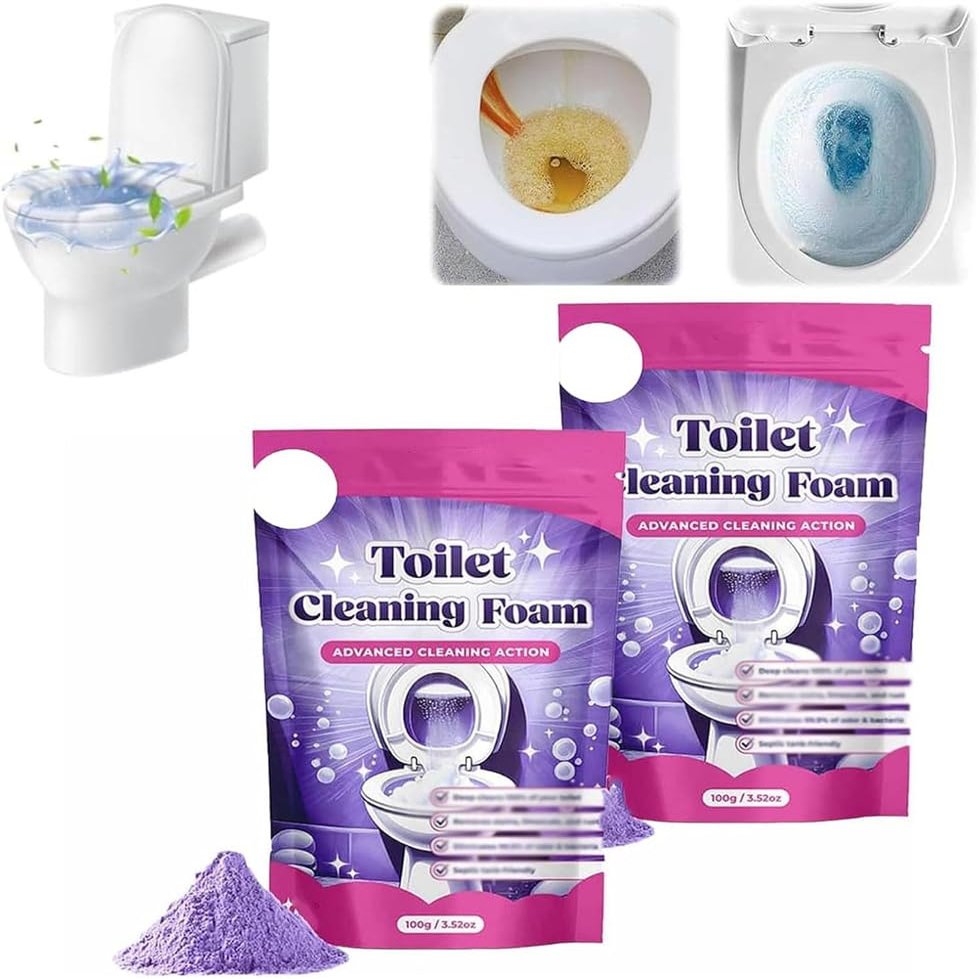 Toilet Cleaner - Fizz Clean Toilet Cleaning Foam,Insta-Action Foam for Sparkling Clean Toilets,Touch Free Foaming toilets Cleaning Foaming Powder,Eliminates Stains (2 Pcs)