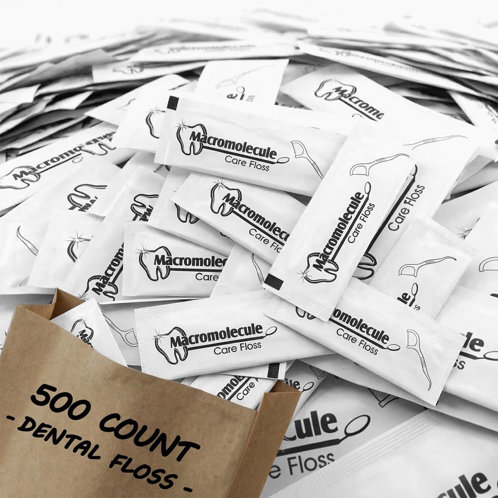 500 Count Individually Wrapped Floss Picks, Unflavoured Dental Floss Sticks for Daily Oral Care, Hygienic & Convenient for Hotel, Restaurant, Clinic and Office Restock Replenishment