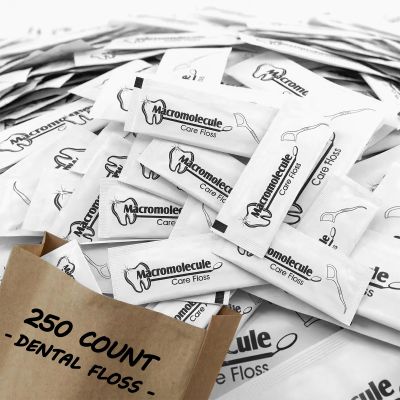 250 Count Individually Wrapped Floss Picks, Unflavoured Disposable Dental Floss Sticks, Portable, Hygienic & Convenient for Hotel, Restaurant, Clinic Reception, Travel and Easy Restock Daily Oral Care