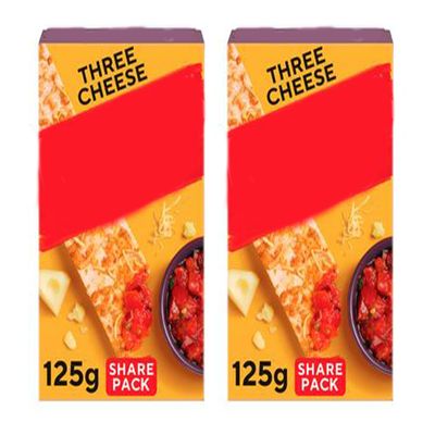 Three Cheese Flatbread Crackers, Wheat and Rye with Cheese Topping, High in Fibre, Vegetarian, 125g,Pack Of 2