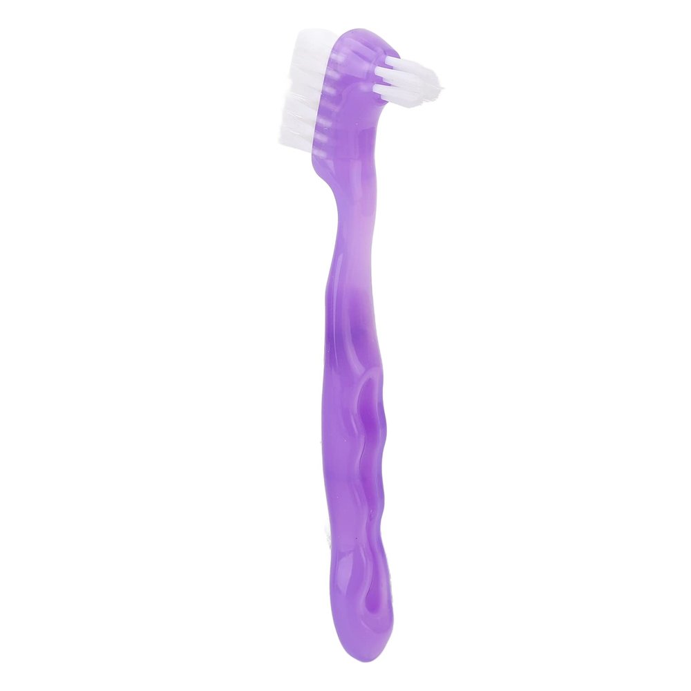 Jelquix Elderly Denture Brush Soft Plaque Removal False Teeth Cleaning Brush for Home Travel (Purple)