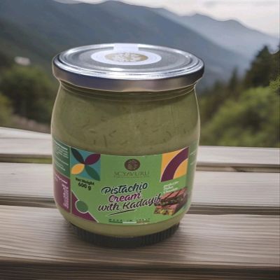 Scyavuru Pistachio Cream Spread with Kadayif 600g Authentic Sicilian Pistachio Spread With Kadayif Crunch Smooth & Velvety Ideal for Toast, Desserts & Baking Gluten Free