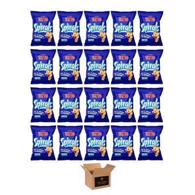 Tayto Crisps Flavoured British Potato Chips & Corn Snacks | Cheese Onion, Smoky Bacon Party Snacks, Lunchbox Crispy Sharing Packs (Case of 20, SPIRAL SALT & VINEGAR 1.25 45g)