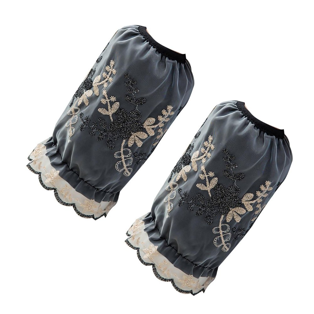 BAFOVY Lace Oversleeve, Comfortable Clothing Protection Sleeve with Exquisite Embroidery, for Kitchen Office Household and Outdoor (Black)