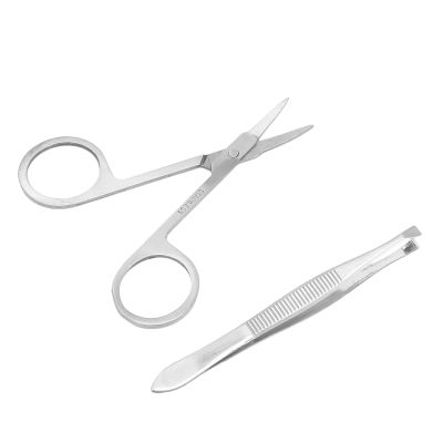 Cryfokt Professional Stainless Steel Nose Hair Tweezers Scissors Set for Beauty Tools, Easy to Carry and Travel, Suitable for Men and Women