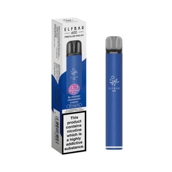 Elf Bar 600+ Rechargeable, Reusable (pack of 1), Type-C (Blueberry Cranberry Cherry)