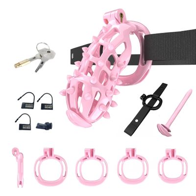 Anti Shedding Silicone Spike cage, Breathable and Comfortable A208-uk (Pink:XXL)