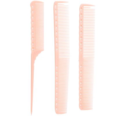 3pcs Detangling Hair Comb Home Salon Portable Hairdressing Tail Comb Set Styling Tool (Light Pink)