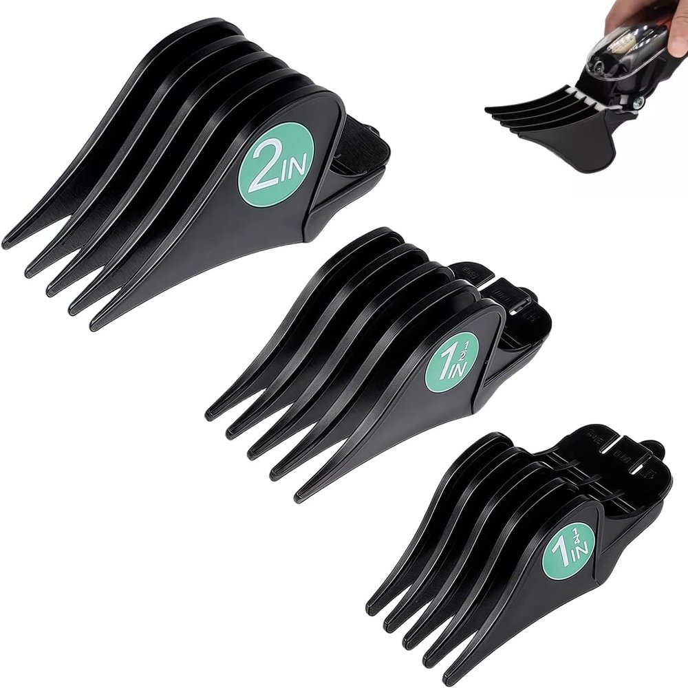 3 Pcs Clipper Guards, 2/1.5/1.25 in Clipper Guards, Hair Guard, Hair Clippers Combs Guides, Cutting Locks Universal Replacement Combs Compatible with Trimmer (Black)