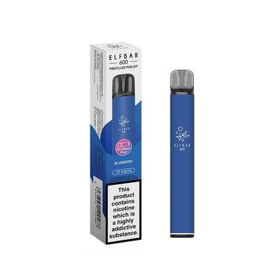 Elf Bar 600+ Rechargeable, Reusable (pack of 1), Type-C (Blueberry)
