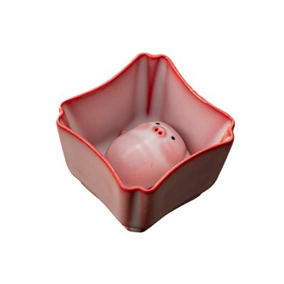 Bubble Blowing Pig Teapet, Ceramic Teacup with Bubble Ornament & Gift Box, Cute Tea Ceremony Accessory Set,D