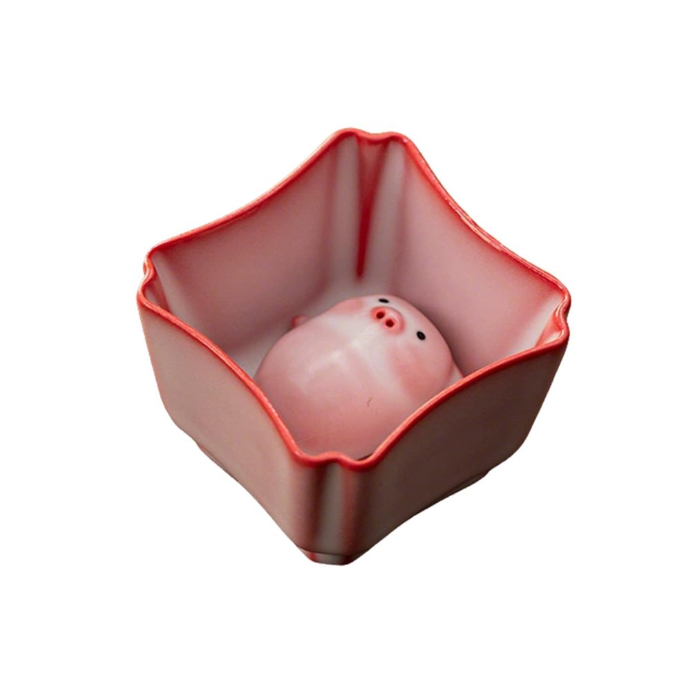 Bubble Blowing Pig Teapet, Ceramic Teacup with Bubble Ornament & Gift Box, Cute Tea Ceremony Accessory Set,D