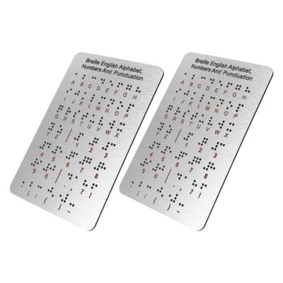 HOODANCOS Braille Alphabet Board with Raised Dots and Punctuation for Beginners 2pcs Interactive Learning Tool, Aluminium-Plastic Panel for Blind Children, Suitable for Home and School Use