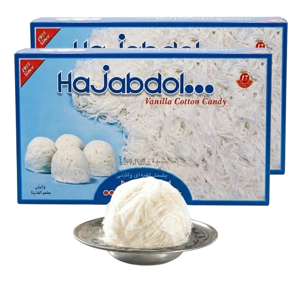 Anjoman Hajabdollah Vanilla Cotton Candy Premium Pashmak | Authentic Hand-Pulled Floss | Soft Melt-in-the-Mouth Dessert | Sweet Treat Gift Tub 350g (Pack of 2)