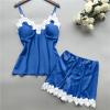 Women's Sexy Babydoll Lingerie Women One Piece Lingerie Lace Babydoll Mesh with Thigh Cuffs Big Bownot Floral Lace Garter Underwear Outfits Cutout Bodycon Honeymoon Anniversary Romantic Night Blue view 2