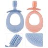 Abaodam 2 Pcs Toothbrush Set with Soft Silicone Bristles, Tender Molar Training Brush for Infants and, Blue and Pink with Storage Case, Chewable Oral Care for Early Teeth Cleaning view 3