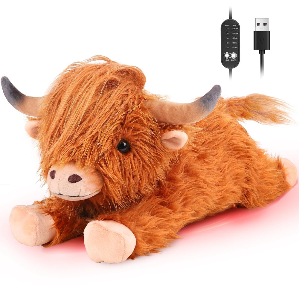 Highland Cow Heating Pad Period Cramp Pain Relief, USB Powered Heat Pad