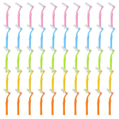 50Pcs Interdental Brushes L-Shaped Interdental Brushes Between Teeth Soft 5 Different Sizes Braces Brush with Short Handle for Dental Care Braces Brush