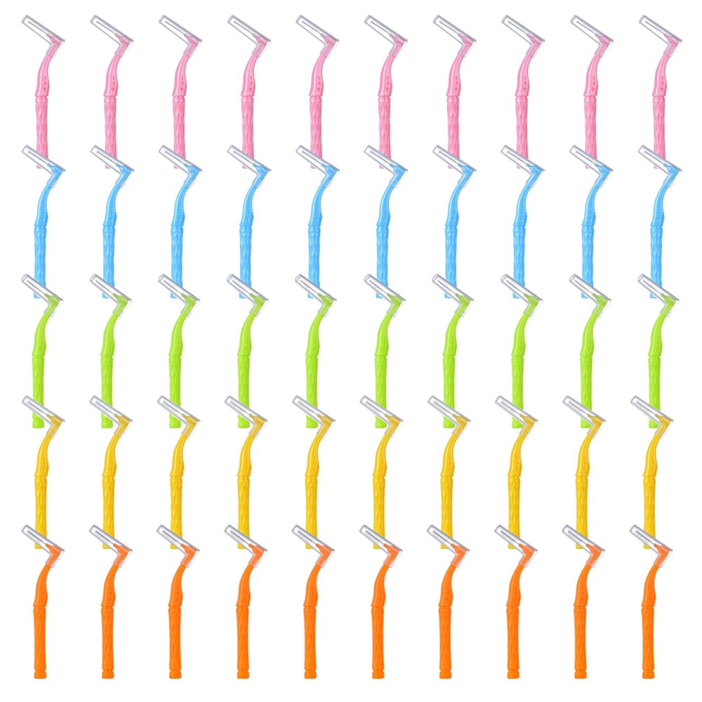 50Pcs Interdental Brushes L-Shaped Interdental Brushes Between Teeth Soft 5 Different Sizes Braces Brush with Short Handle for Dental Care Braces Brush