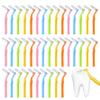 50Pcs Interdental Brushes L-Shaped Interdental Brushes Between Teeth Soft 5 Different Sizes Braces Brush with Short Handle for Dental Care Braces Brush view 2