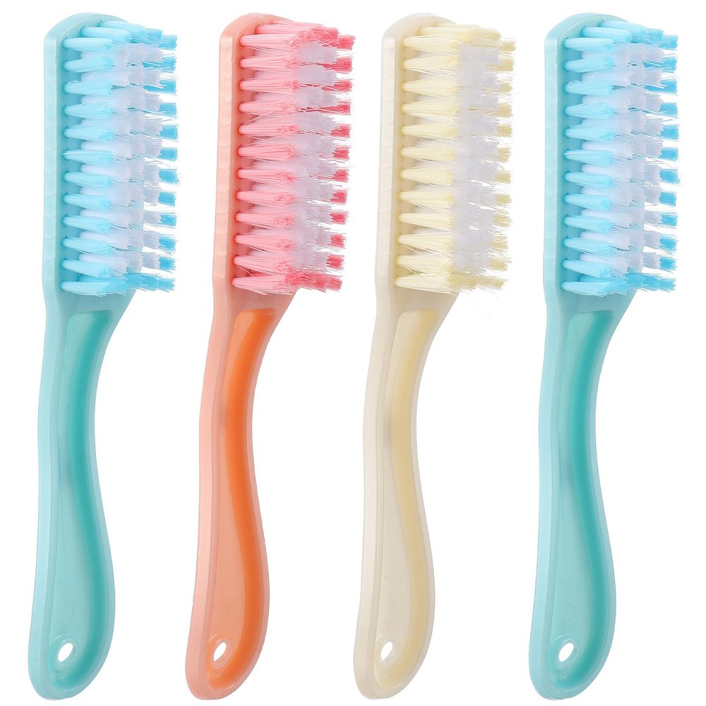 Toyvian Laundry Brush with Long Handle, Hanging Cleaning Brush Made of Plastic and Wood, Multifunctional Shoe and Clothing Care Brush for Household, Bathroom, Random Colour