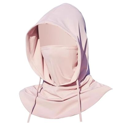 Hotainoys Sun Protection Mask Breathable Ice Silk Cooling Full Face Cover for Sun Protection with Hood and Neck Shield Fast Dry Washable Sunscreen Mask for Running Cycling UV Face