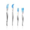 4 Pieces of Blue Dip Plastic Tweezers, Non-Slip Precision Clips, Coin and Stamp Clamping Tools, Suitable for Handmade Jewelry Making, Pet Feeding and Other Scenes. view 1