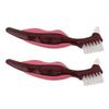 FOMIYES 2Pcs Denture Cleaning Brush Double Head with Multi-Layered Bristles Red Hard Denture Hygiene Brush for Deep Cleaning False Teeth Senior Oral Care Essential view 1