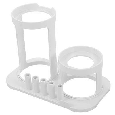 ifundom Water Flosser Holder Space-Saving Organizer for Oral Care Devices, Countertop Storage Stand with Nozzle Holder, White Compact Dental Flosser Rack for Bathroom Use