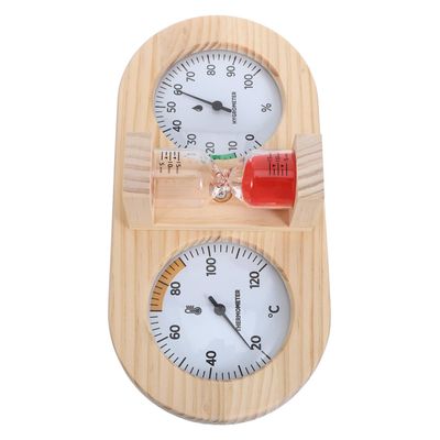 BESPORTBLE Sauna Hygrometer and Analog Thermometer with 15-Minute Red Hourglass Timer, Mechanical Temperature and Humidity Gauge for Steam Sauna and Spa Room Accessories