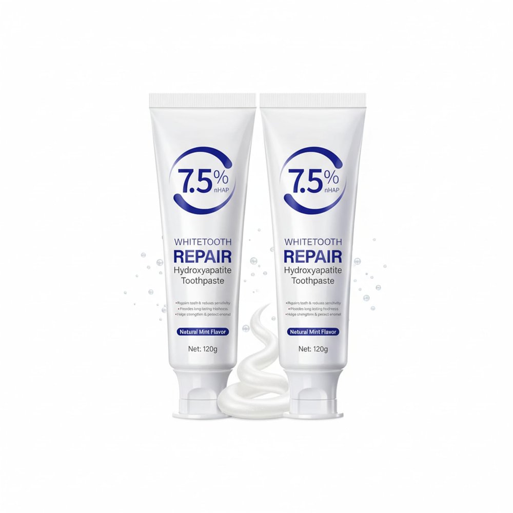 2Pcs Hydroxyapatite Toothpaste, Fluoride-Free Remineralizing for Sensitive Teeth, Gentle Mint Flavour, 240g Total, Protection & Long-Lasting Freshness, Unisex Adult Oral Care