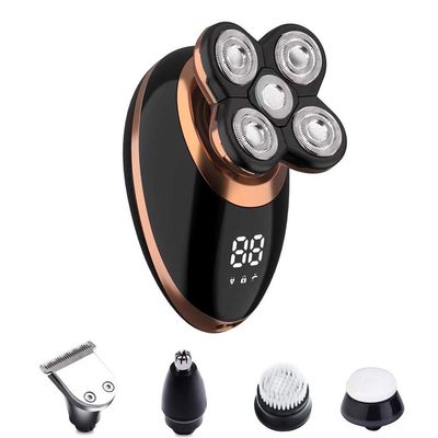 5-in- Cordless Bald Head for Men IPX7, USB-Rechargeable, 5D Floating Blades, Ergonomic Wet/Dry Electric Grooming Kit