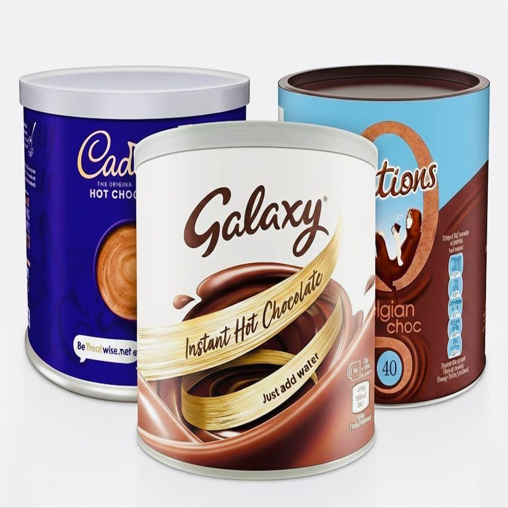 Premium Hot Chocolate Powder 1KG x 3 | Galaxy Hot Chocolate + Belgian Chocolate Instant Drink + Cadbury Original Drinking Chocolate | Rich & Creamy | Just Add Water or Milk | Family Pack