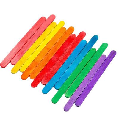 100 Pcs Popsicle Sticks for Crafts Colored Wooden Craft Sticks Large Ice Cream Sticks Rainbow DIY Art Supplies