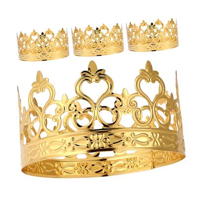 TOMETURE 4pcs Golden Crown Cake Decorations Mini Crown Cake Toppers Iron Material Easy to Carry Elegant Design for Parties and Receptions