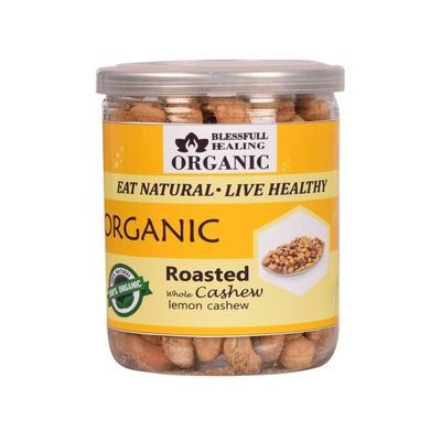 Blessfull Healing Organic Natural, Vegan Lemon Roasted Whole Cashew Nuts Crunchy Kaju 300 Gram