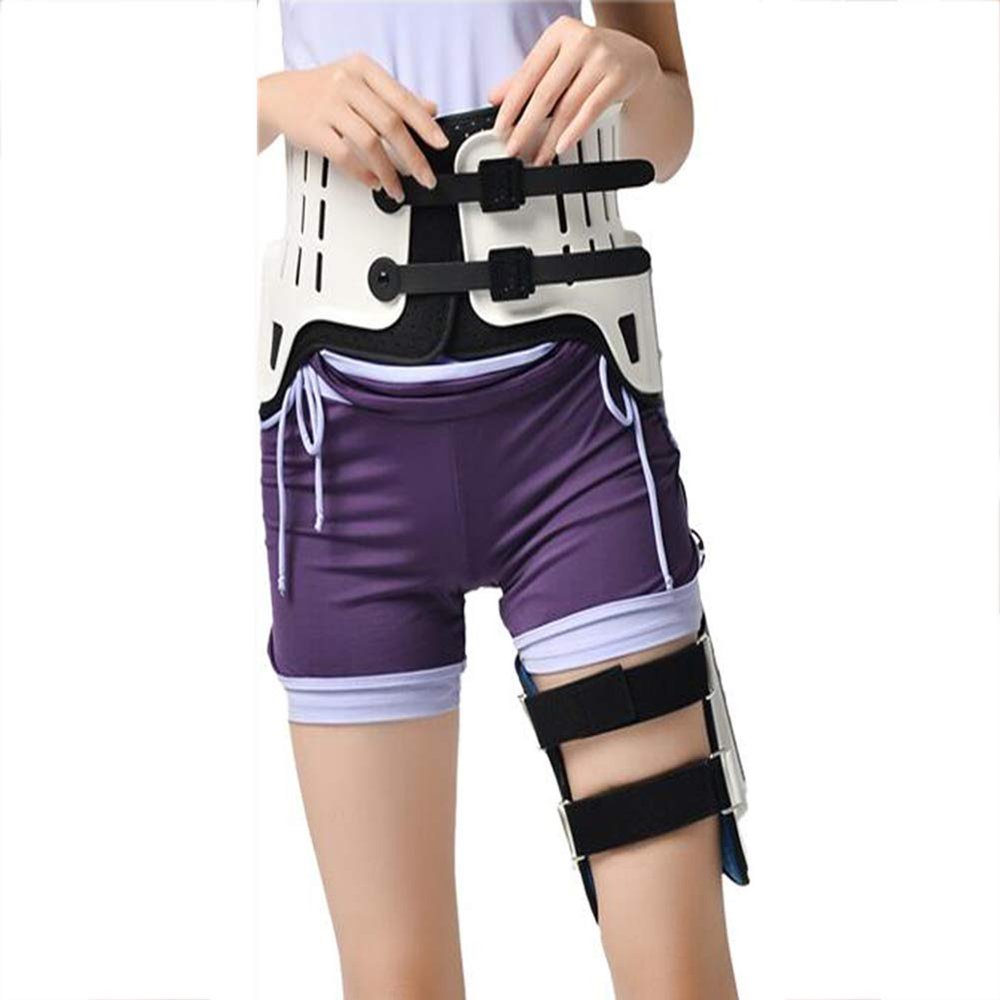 Hip Brace and Groin Support, Hinged Hip Abduction Bracket Protector, Hip Groin Support for Men & Women, Hip Fracture Preoperative and Postoperative Fixation,White-Below 90cm