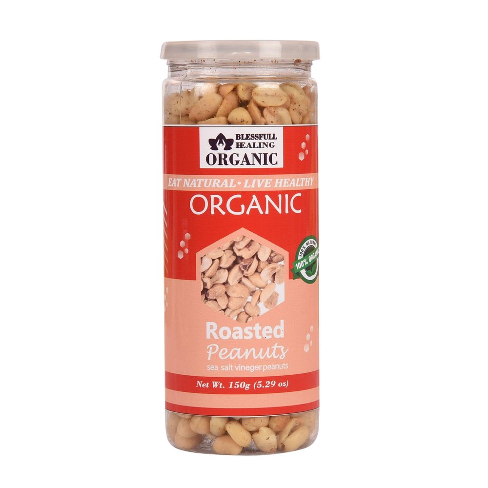 Blessfull Healing Organic Natural, Vegan Sea Salt Vinegar Roasted Peanuts Crunchy Healthy Snacks 150 Gram