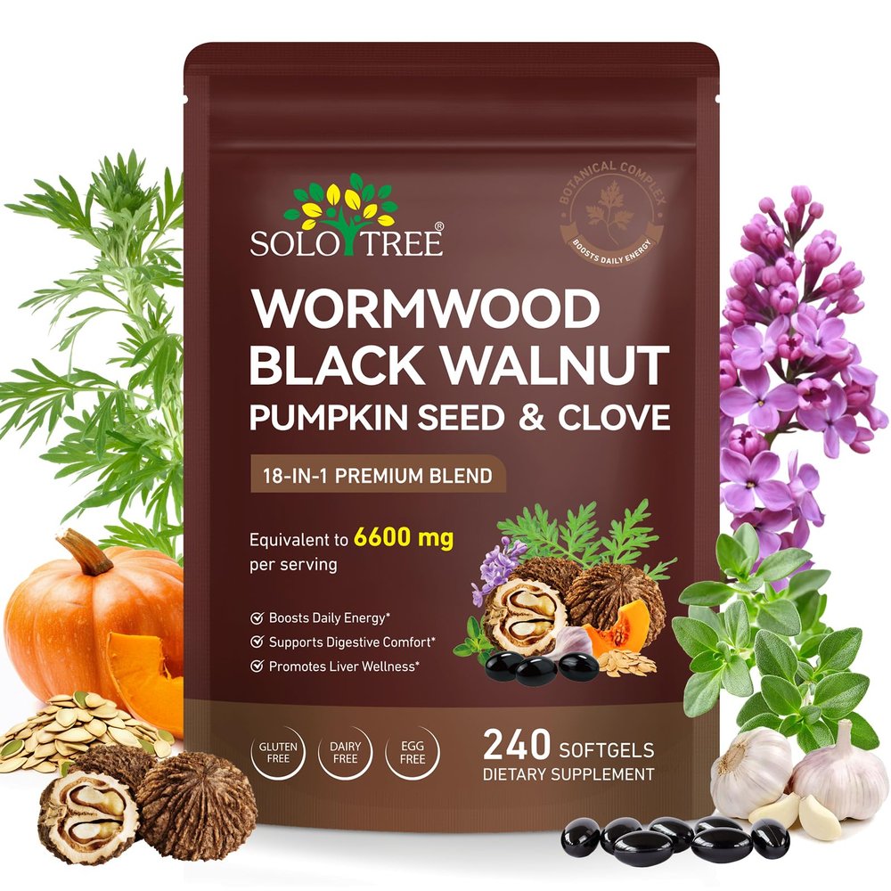 Wormwood Black Walnut Clove Capsules, 18-in-1 Premium Herbal Blend Capsules, Supports Cleanse & Digestive Health, 240 Softgels, 6600 mg per Serving