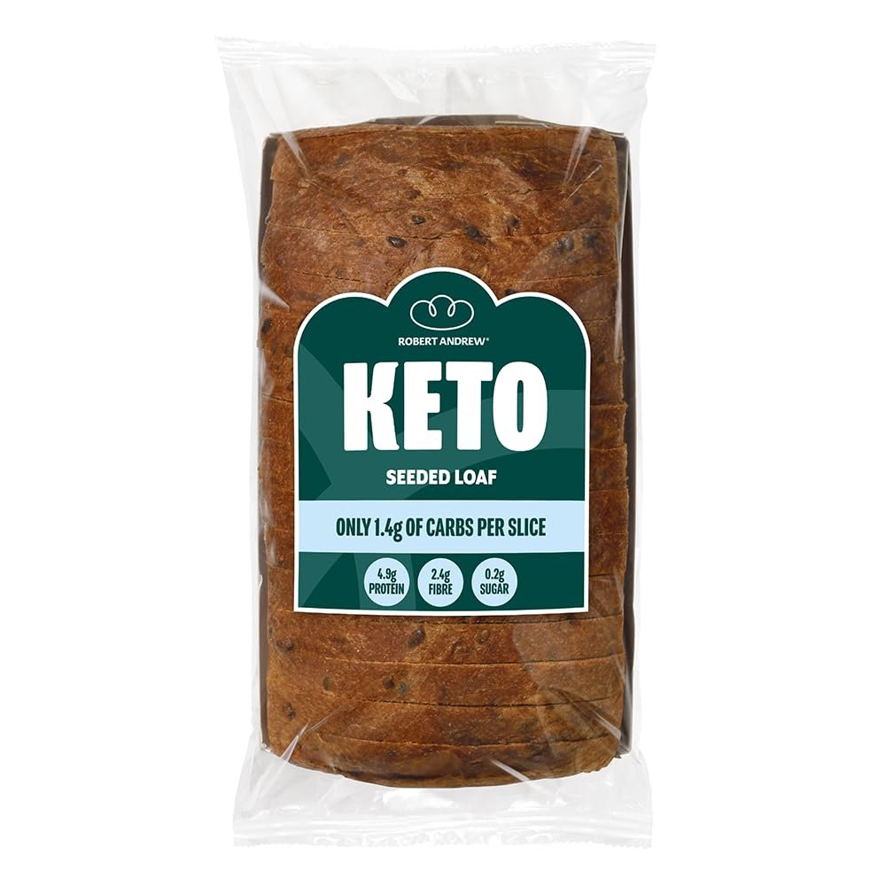 ROBERT ANDREW Keto Seeded Loaf, 1.4g Carbs 4.9g Protein 51 Kcal, Sliced Bread, High Protein & Fibre, Freshly Baked Daily, Freezer Friendly, 300g